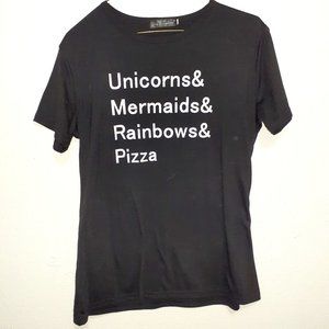 Unicorn Mermaid Rainbow and Pizza XXL Basic Tee